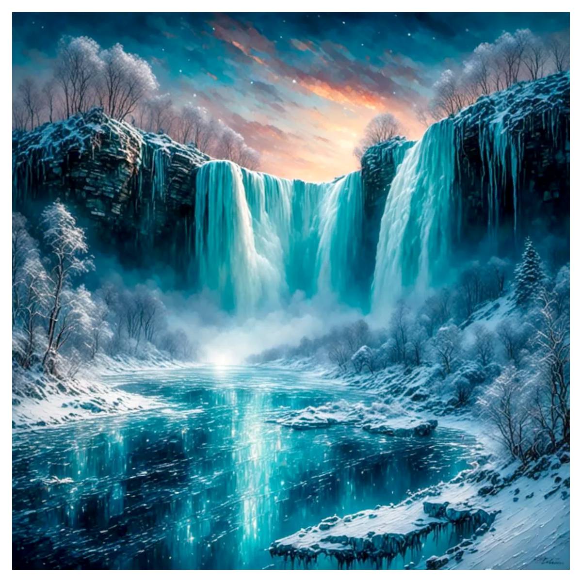 Cotton Embroidery Thread Skeins - A magnificent waterfall 40X40CM/15.74inch cross stitch