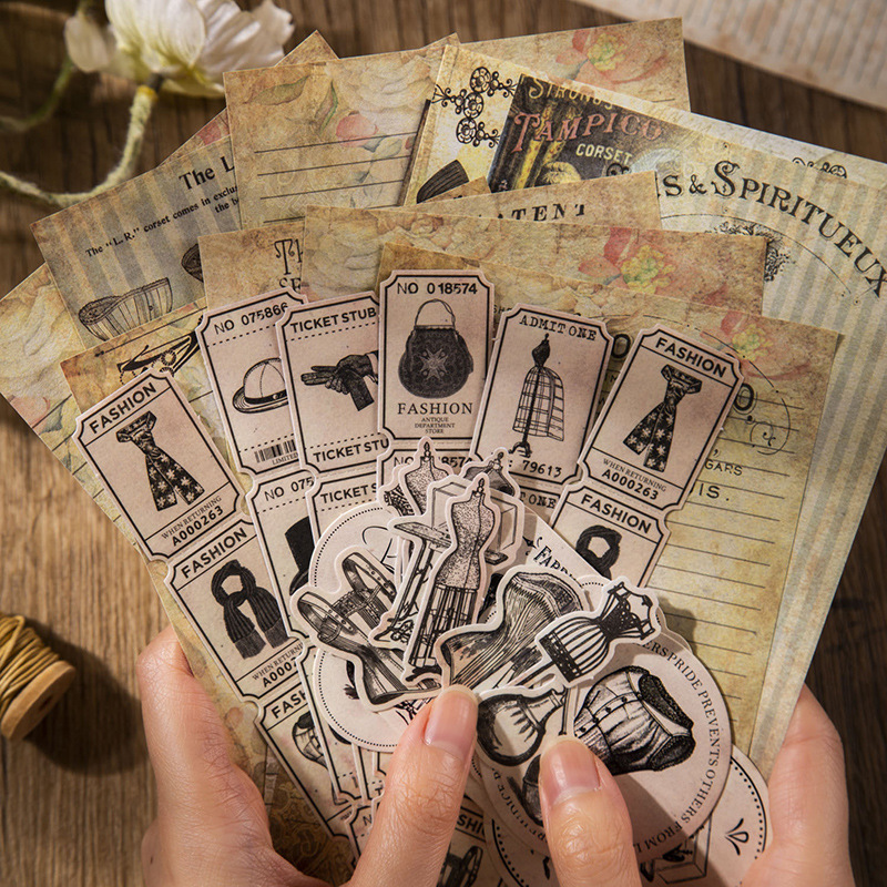 60 pcs Vintage Stickers+materi - Vintage Junk Journal Scrapbooking Paper recension och pris