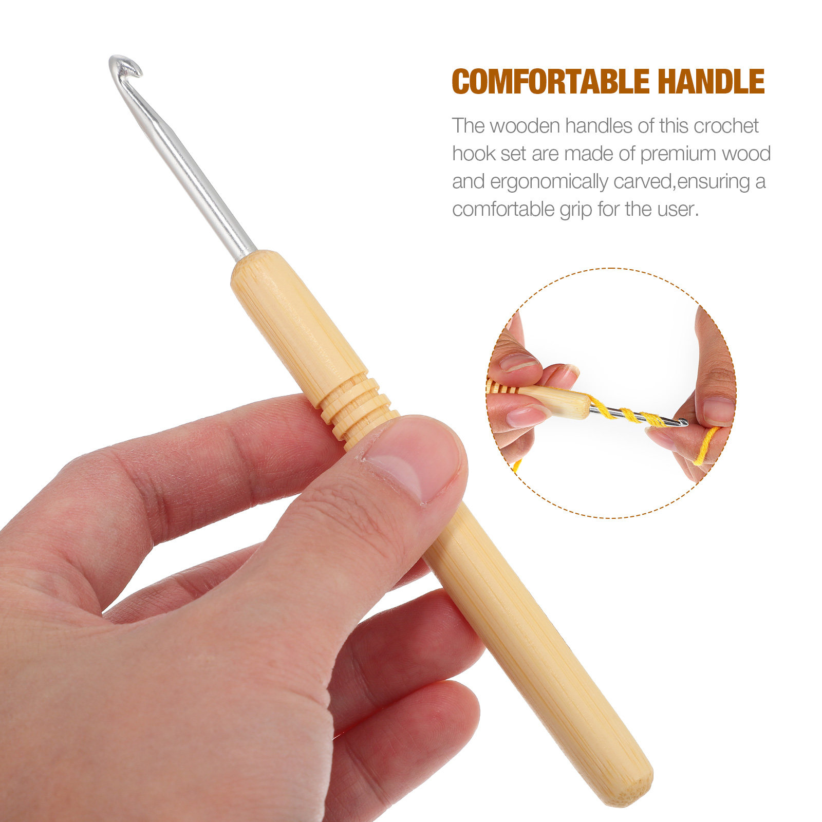 1Set Wooden Crochet Hook Set V - Wooden Crochet Hooks Ergonomic Handle recension och pris