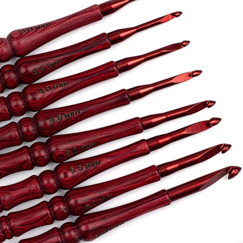 8Pcs Wooden Handle Crochet Hoo - Wooden Crochet Hooks Ergonomic Handle recension och pris