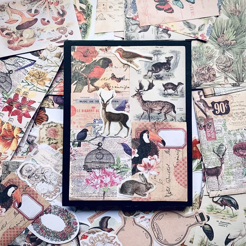 Vintage Stickers For Journalin - Vintage Junk Journal Scrapbooking Paper recension och pris