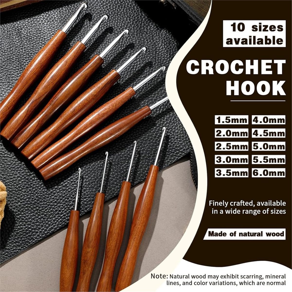 AT16 5 Pcs Crochet Hook, 5 Siz - Wooden Crochet Hooks Ergonomic Handle recension och pris