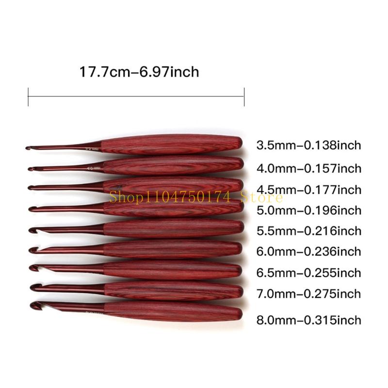 9Pcs Ergonomic Grip Aluminium  - Wooden Crochet Hooks Ergonomic Handle recension och pris