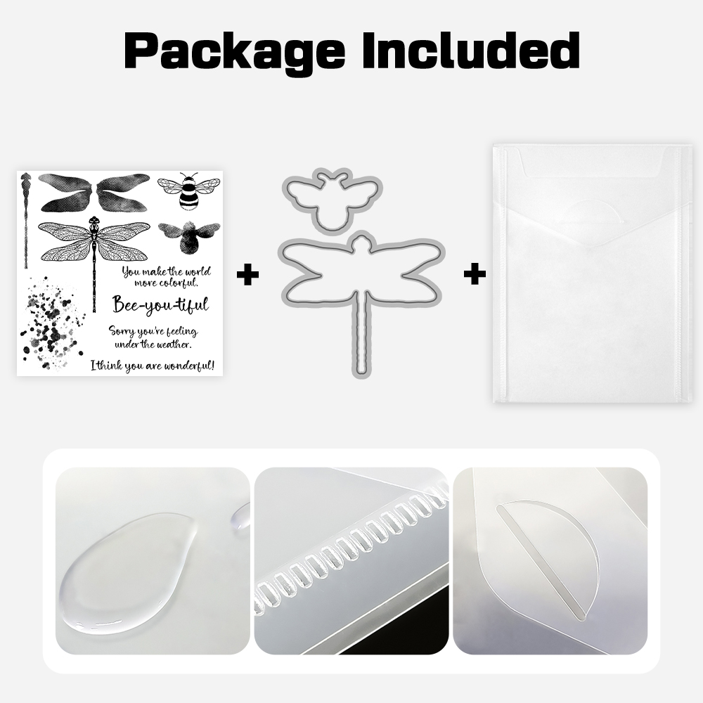 Dragonfly And Bee Cutting Dies - Clear Silicone Stamps For Card Making recension och pris