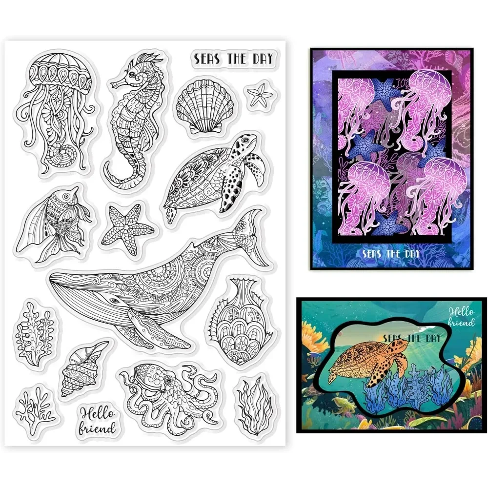 Ocean Life Clear Stamps Marine - Clear Silicone Stamps For Card Making recension och pris