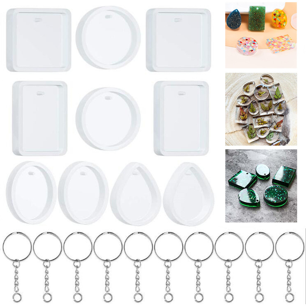 20Pcs/Set DIY Keychain Pendant - Silicone Epoxy Resin Molds Set recension och pris