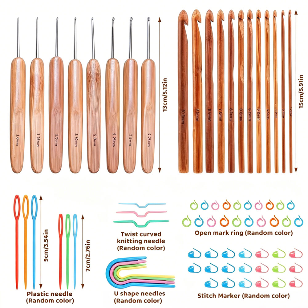 74pcs Bamboo Crochet Hooks Set - Craft Tools recension och pris