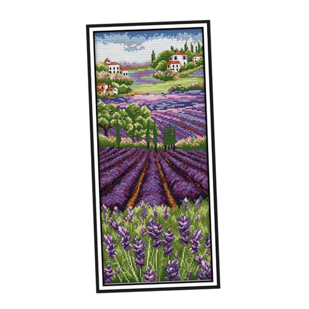Lavender Flowers Stamped Cross - Cross Stitch Stamped Kits Beginners recension och pris