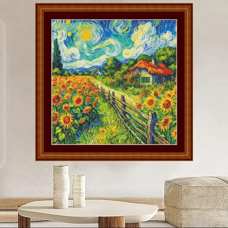 [[CC4656-Van Gogh Series Sunfl - Cross Stitch Stamped Kits Beginners recension och pris