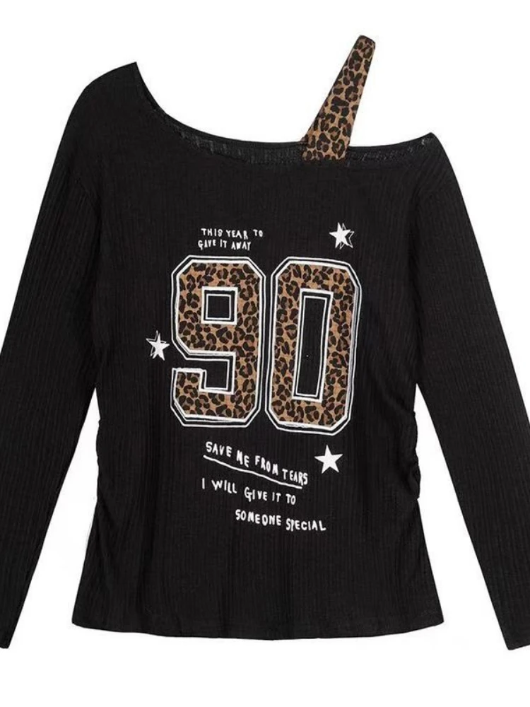 Y2K Patchwork Leopard Print T- - Embroidery recension och pris