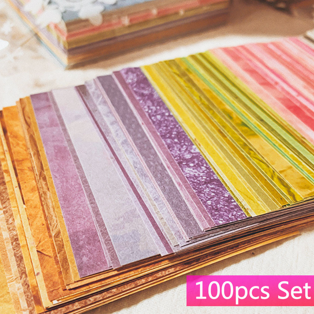 100 Pcs Colorful Texture Backg - Vintage Junk Journal Scrapbooking Paper recension och pris