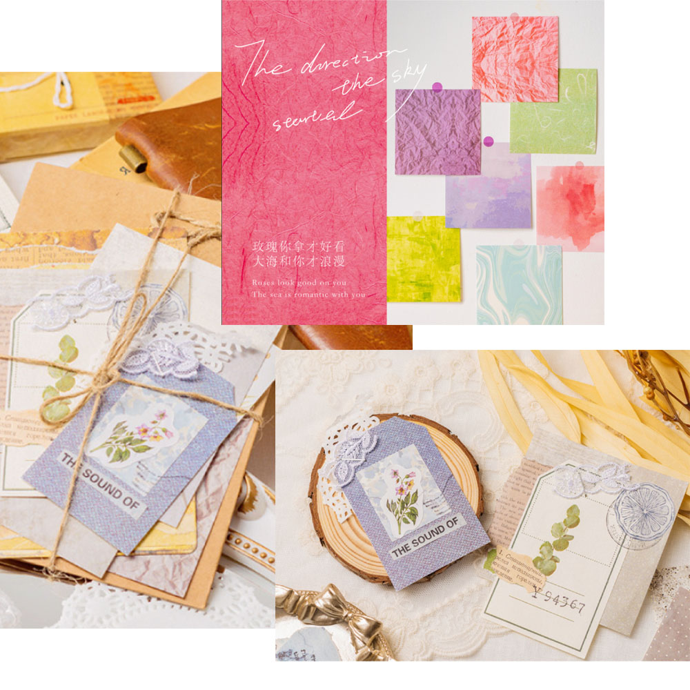 100 Pcs Colorful Texture Backg - Vintage Junk Journal Scrapbooking Paper recension och pris