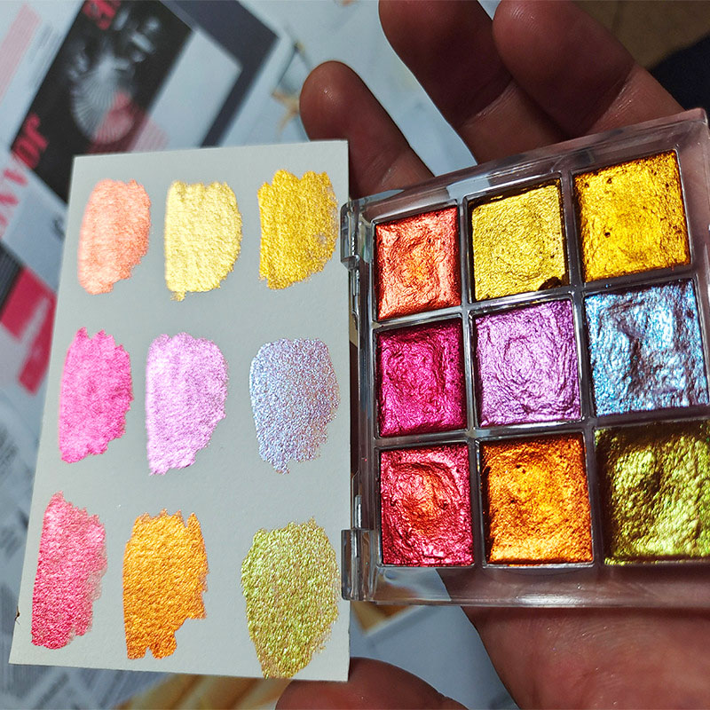 9 color Nail Solid Pigment Aur - Watercolor Paint Set Solid Pigment recension och pris
