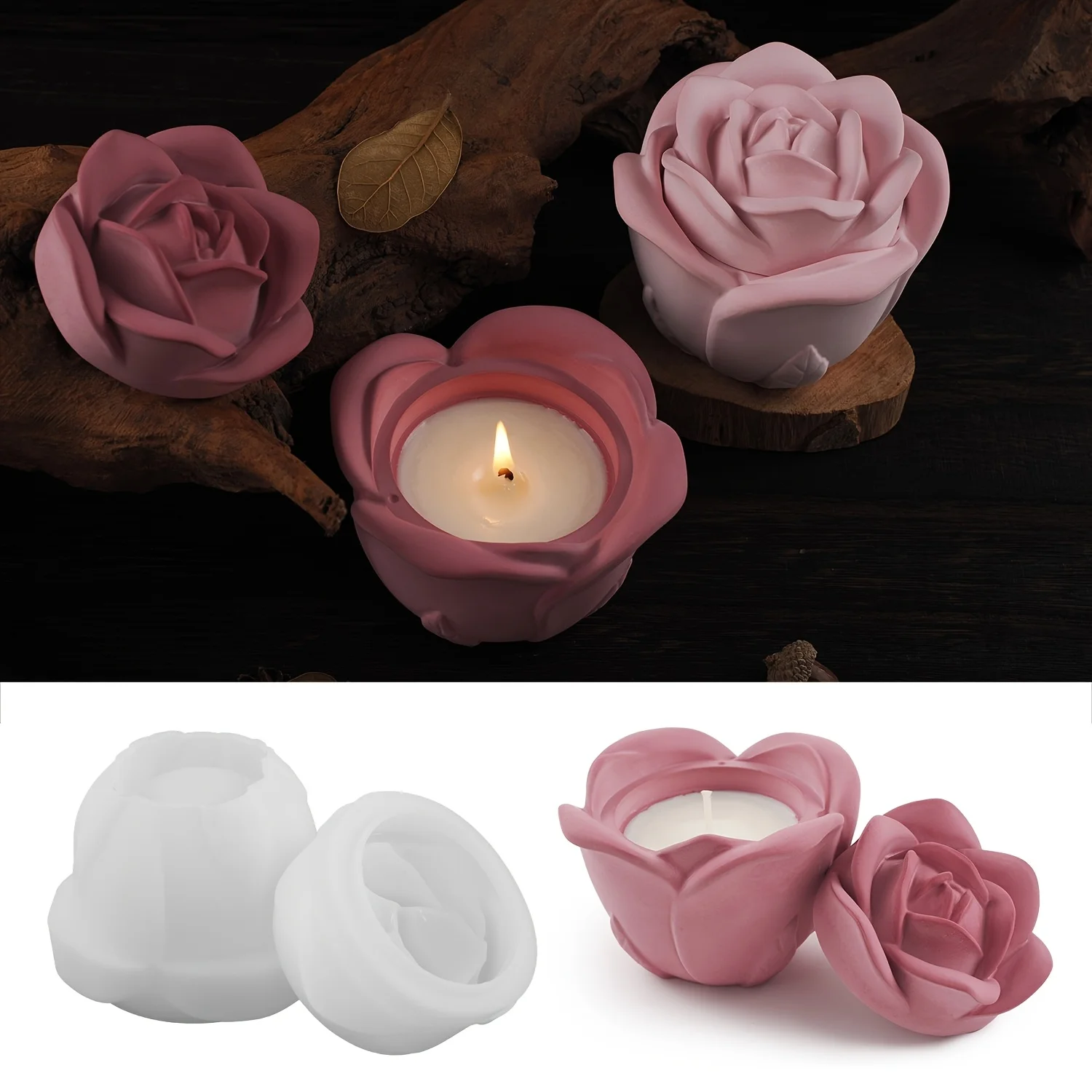 2-Piece Set Rose Shaped Silico - Silicone Epoxy Resin Molds Set recension och pris