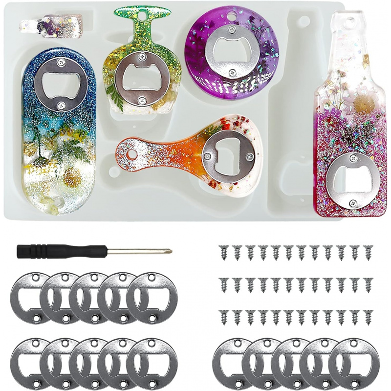 Bottle opener resin mold、Beer  - Silicone Epoxy Resin Molds Set recension och pris