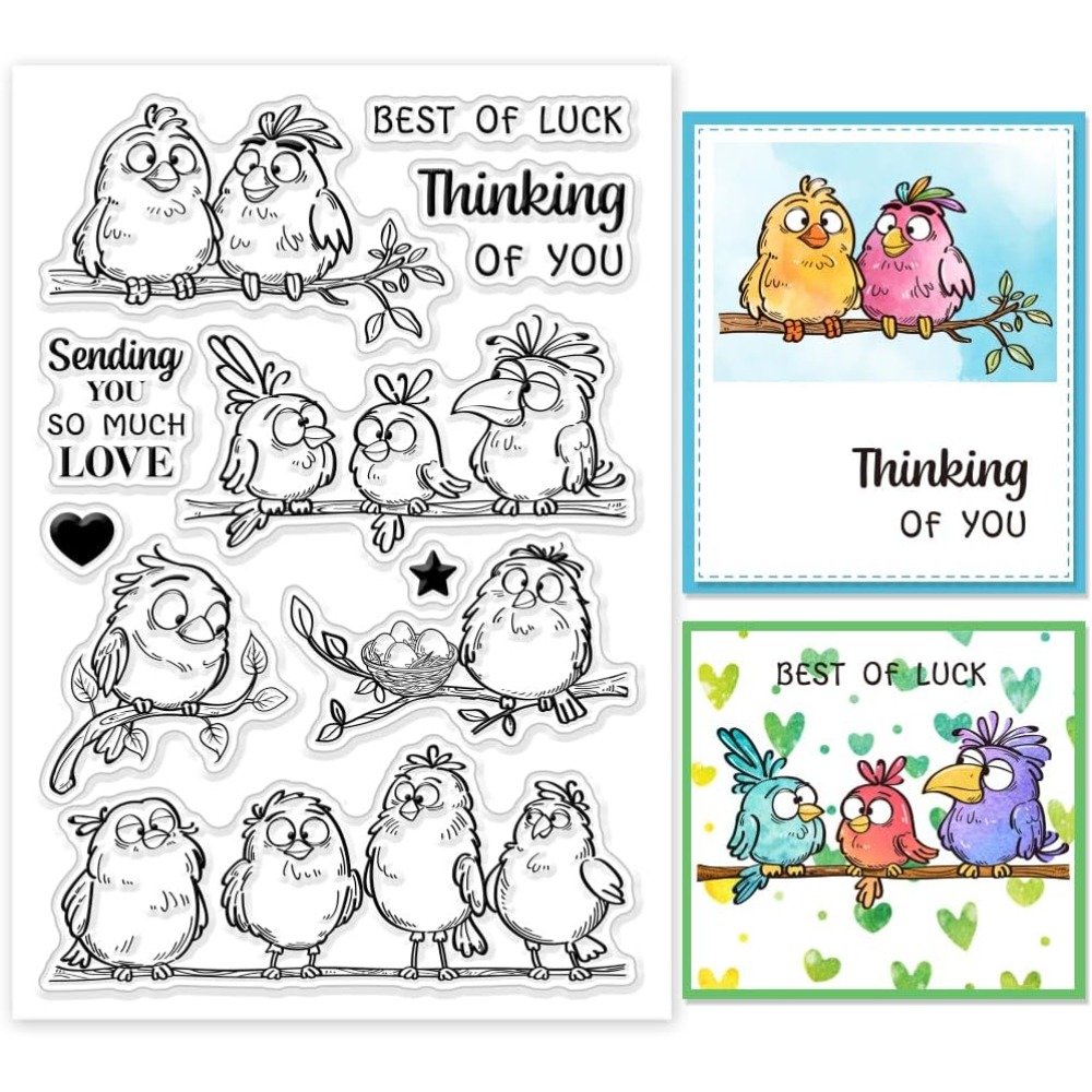 Funny Birds Branches Clear Sta - Clear Silicone Stamps For Card Making recension och pris