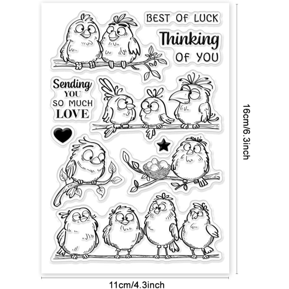 Funny Birds Branches Clear Sta - Clear Silicone Stamps For Card Making recension och pris