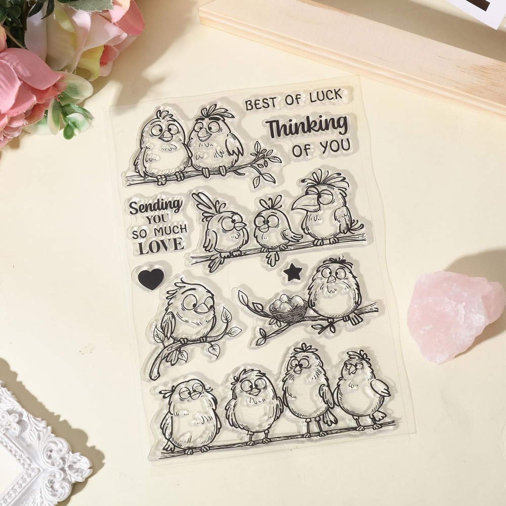 Funny Birds Branches Clear Sta - Clear Silicone Stamps For Card Making recension och pris