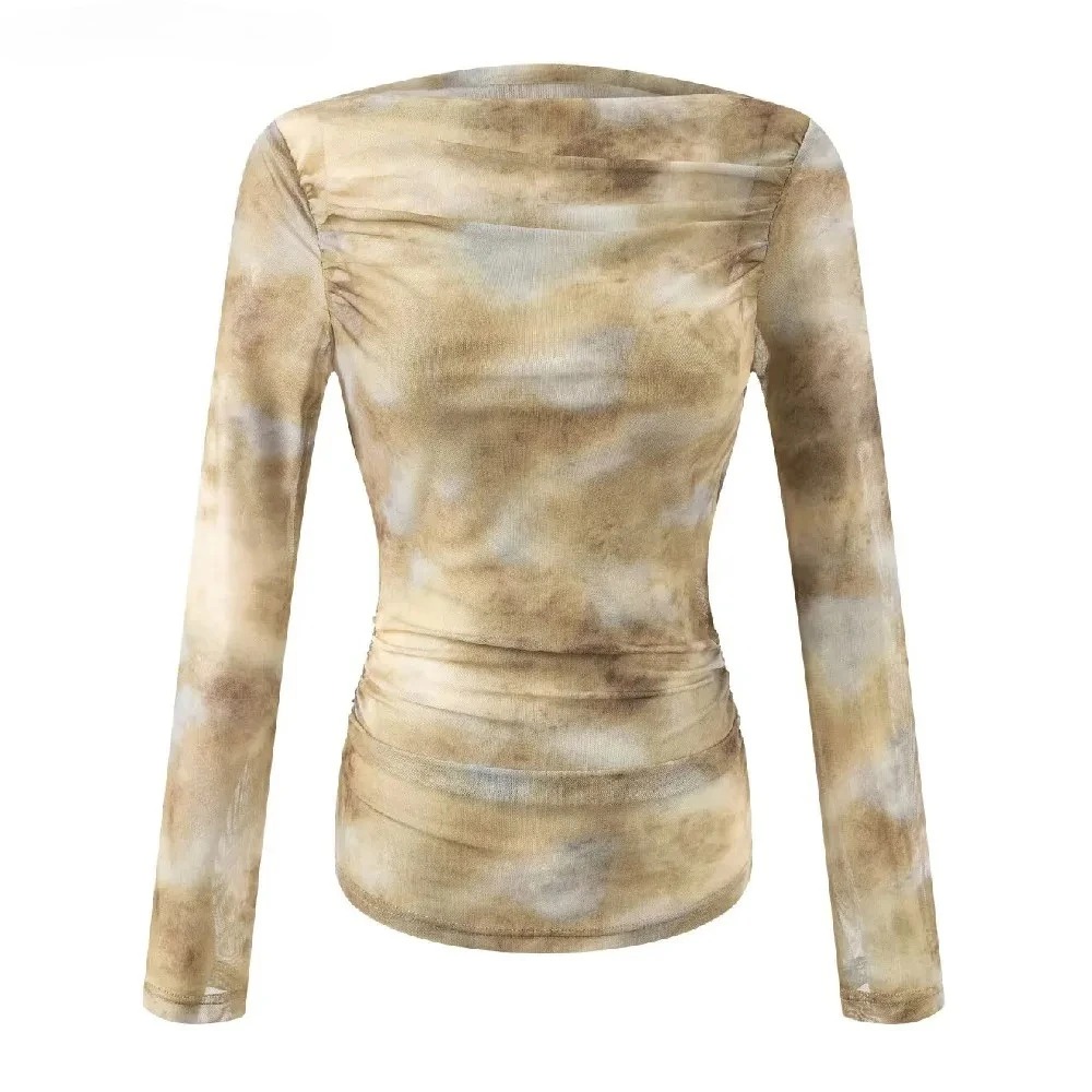 2025 Sexy Tie-Dye Print Ruched - Embroidery recension och pris