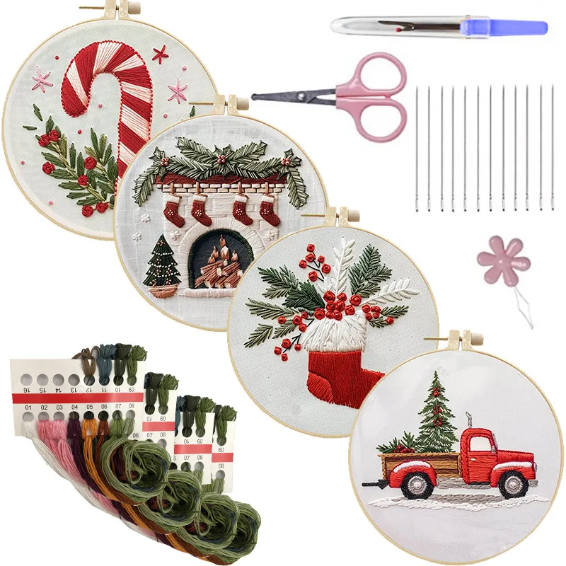 Hand Embroidery Starter Kit DI - Cross Stitch Stamped Kits Beginners recension och pris