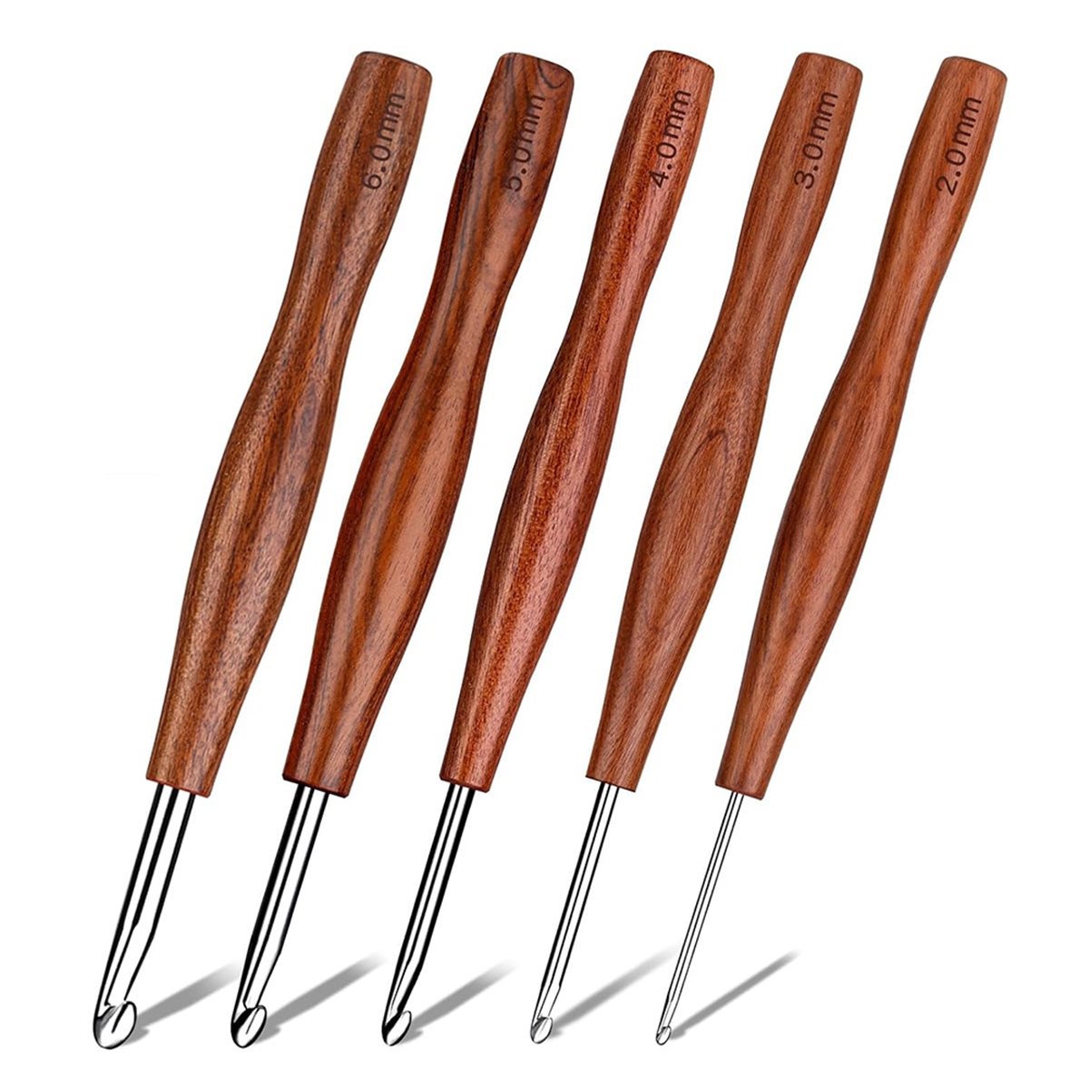 NOCM 5 Pcs Crochet Hook, 5 Siz - Wooden Crochet Hooks Ergonomic Handle recension och pris