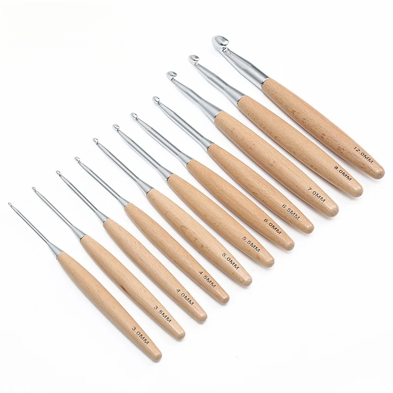 1/11pcs Wooden Handle Crochet  - Wooden Crochet Hooks Ergonomic Handle recension och pris